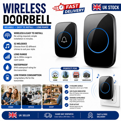 Wireless waterproof doorbell - wireless,