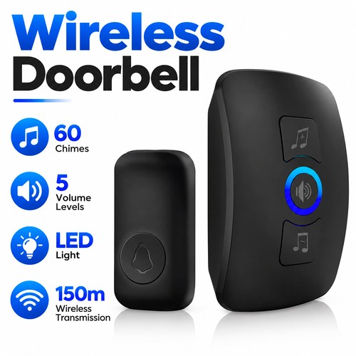 500ft range wireless doorbell - wireless,
